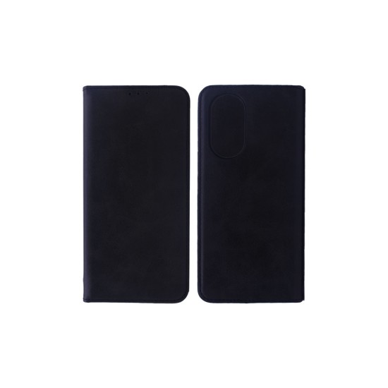 Leather Flip Cover with Internal Pocket for Oppo A58 4G Black